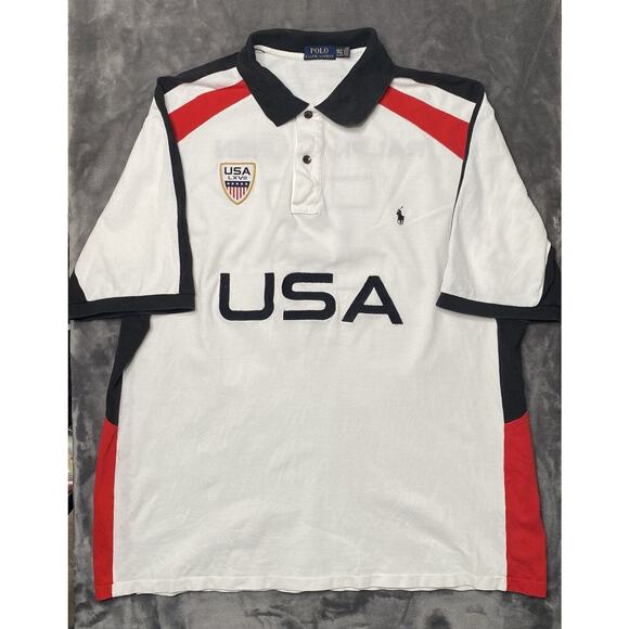 Ralph Lauren Other - Polo Ralph Lauren USA Polo Shirt Mens 2XLT White USA Big Logo Embroidered #3